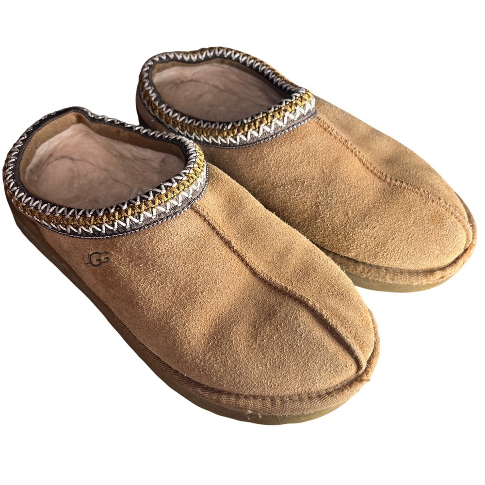 UGG Tasman Suede Slippers Chestnut Womens 8 Sheepskin Lining 5955 EU 39 preppy